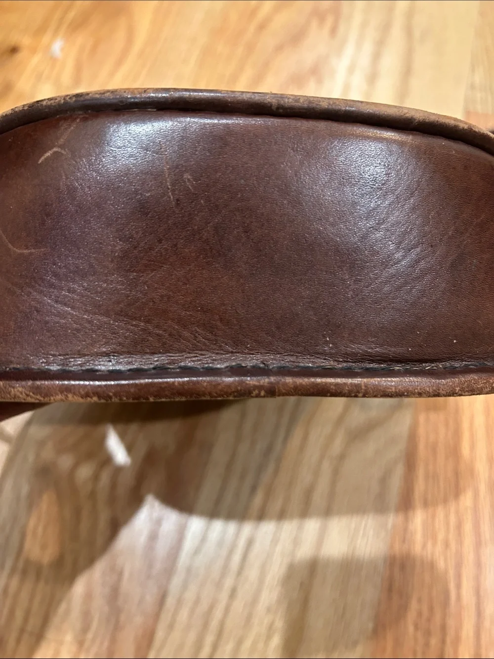 Vintage Handmade Brown Leather Crossbody Camera Bag Classic Womens Saddle Style